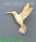 14K Gold Hummingbird Dia-Cut Charm Pendant - Click Image to Close