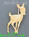 14K Gold Deer Fawn Bambi Dia-Cut Charm Pendant - Click Image to Close