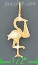 14K Gold Stork Carrying Baby Dia-Cut Charm Pendant - Click Image to Close