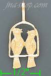 14K Gold Lovebirds on Swing Dia-Cut Charm Pendant - Click Image to Close