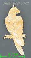 14K Gold Parrot Bird on Branch Diamond-Cut Charm Pendant - Click Image to Close