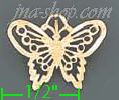 14K Gold Filigree Butterfly Dia-Cut Charm Pendant - Click Image to Close