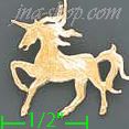 14K Gold Unicorn Dia-Cut Charm Pendant - Click Image to Close