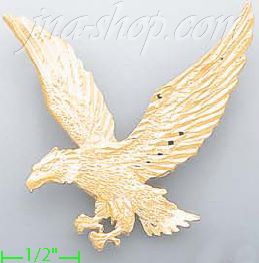 14K Gold Striking Eagle Dia-Cut Charm Pendant - Click Image to Close