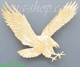 14K Gold Striking Eagle Dia-Cut Charm Pendant - Click Image to Close