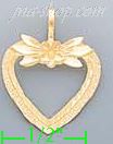 14K Gold Heart w/Flower Dia-Cut Charm Pendant - Click Image to Close