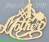 14K Gold #1 Mother Dia-Cut Charm Pendant - Click Image to Close