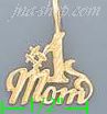 14K Gold #1 Mom Dia-Cut Charm Pendant - Click Image to Close