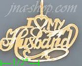 14K Gold I Heart/Love My Husband Dia-Cut Charm Pendant - Click Image to Close