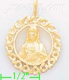 14K Gold Jesus Sacred Heart Dia-Cut Charm Pendant - Click Image to Close