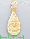 14K Gold Jesus Christ Teardrop Dia-Cut Charm Pendant - Click Image to Close