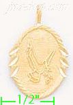 14K Gold Holy Spirit Dove Dia-Cut Charm Pendant - Click Image to Close