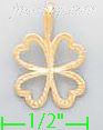 14K Gold Four-leaf Clover Dia-Cut Charm Pendant - Click Image to Close