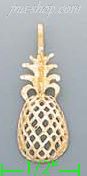 14K Gold Pineapple Dia-Cut Charm Pendant - Click Image to Close