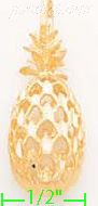 14K Gold Pineapple Dia-Cut Charm Pendant - Click Image to Close