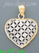 14K Gold Heart 2Tone Charm Pendant - Click Image to Close