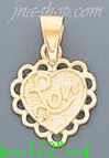 14K Gold Love Heart Charm Pendant - Click Image to Close