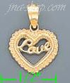 14K Gold Love Heart Charm Pendant - Click Image to Close