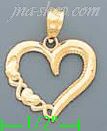 14K Gold Open Heart w/XOXO Charm Pendant - Click Image to Close