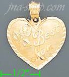 14K Gold Best Mom Heart w/Rose Charm Pendant - Click Image to Close