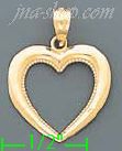 14K Gold Open Heart Charm Pendant - Click Image to Close