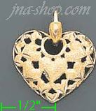 14K Gold Filigree Heart Charm Pendant - Click Image to Close