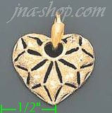 14K Gold Filigree Heart Charm Pendant - Click Image to Close