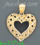 14K Gold Filigree Heart Charm Pendant - Click Image to Close