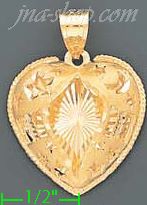 14K Gold Heart w/Intricate Design Charm Pendant - Click Image to Close