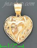 14K Gold Heart w/Small Dangling Heart Intricate Design Charm Pen - Click Image to Close