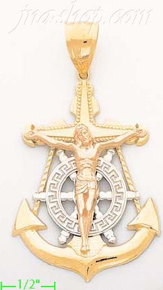 14K Gold Anchor Crucifix 3Color Charm Pendant - Click Image to Close