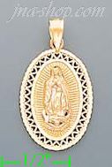14K Gold Virgin of Guadalupe on Oval Frame 3Color Charm Pendant - Click Image to Close