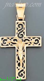 14K Gold Crucifix Italian Cross Charm Pendant - Click Image to Close