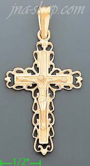 14K Gold Crucifix Italian Cross Charm Pendant - Click Image to Close