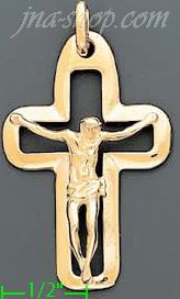 14K Gold Crucifix Italian Cross Charm Pendant - Click Image to Close