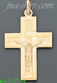 14K Gold Crucifix Italian Cross Charm Pendant - Click Image to Close