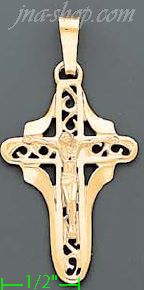 14K Gold Crucifix Italian Cross Charm Pendant - Click Image to Close