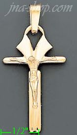 14K Gold Crucifix Italian Cross Charm Pendant - Click Image to Close