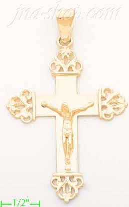 14K Gold Crucifix Italian Cross Charm Pendant - Click Image to Close