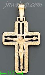 14K Gold Crucifix Italian Cross Charm Pendant - Click Image to Close