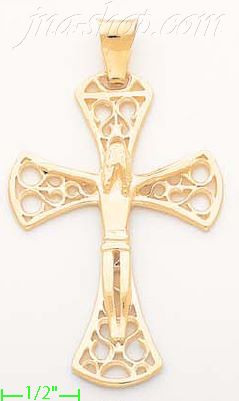 14K Gold Crucifix Italian Cross Charm Pendant - Click Image to Close