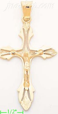 14K Gold Crucifix Italian Cross Charm Pendant - Click Image to Close