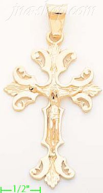 14K Gold Crucifix Italian Cross Charm Pendant - Click Image to Close