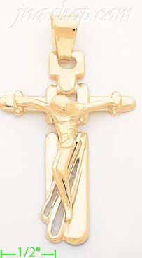 14K Gold Crucifix Italian Cross Charm Pendant - Click Image to Close