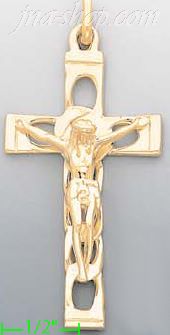 14K Gold Crucifix Italian Cross Charm Pendant - Click Image to Close