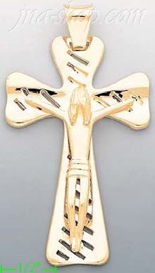 14K Gold Crucifix Italian Cross Charm Pendant - Click Image to Close