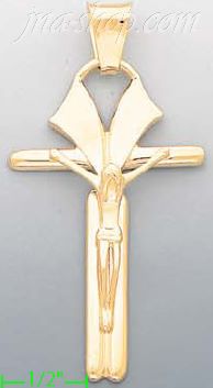 14K Gold Crucifix Italian Cross Charm Pendant - Click Image to Close