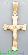 14K Gold Cross Crucifix Stamp Charm Pendant - Click Image to Close
