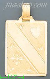14K Gold Dia-Cut Engravable Rectangular Stamp Charm Pendant - Click Image to Close