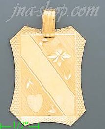 14K Gold Dia-Cut Engravable Stamp Charm Pendant - Click Image to Close